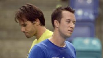 Los tenistas del equipo alem&aacute;n de Copa Davis Tommy Haas y Philipp Kohlschreiber.