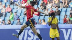 Luc&iacute;a Garc&iacute;a, tras celebrar el 3-1 ante Sud&aacute;frica. 