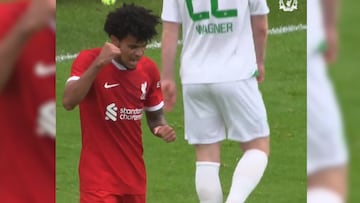 El colombiano fue el primero en marcar para el Liverpool en el empate 4-4 ante el Greuther Fürth.