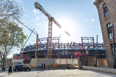 Este es el estado de las obras del nuevo Camp Nou a día de hoy. Las obras continúan con un ritmo frenético para cumplir los plazos y estar listo para la fecha prevista.