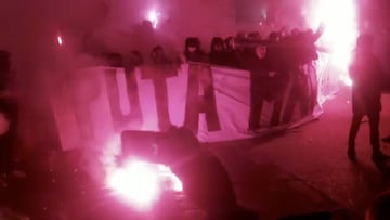 PSG ultras gather outside hotel to deliver "Fuck Madrid" message