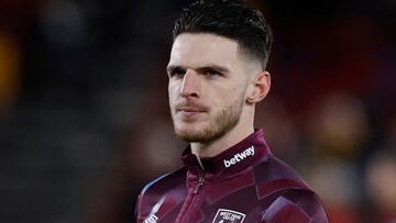 Declan Rice, jugador del West Ham, antes de un partido.