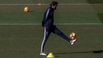 Solari, durante un entrenamiento del Real Madrid.