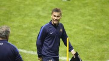 Rubi, durante un entrenamiento del Levante