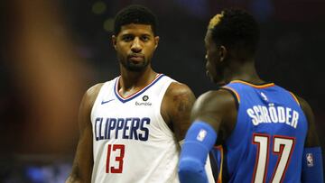 Paul George, durante el partido de la NBA que ha enfrentado a Los &Aacute;ngeles Clippers y a los Oklahoma City Thunder