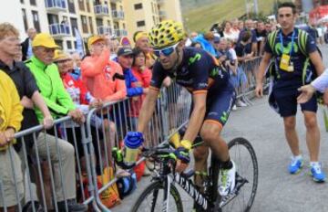 Alejandro Valverde en la llegada a meta.