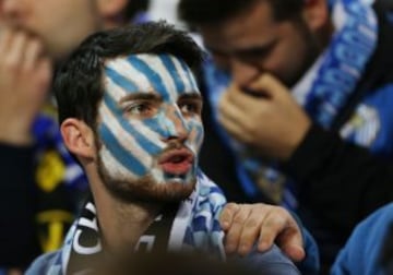 Un aficionado del M&aacute;laga en La Rosaleda.