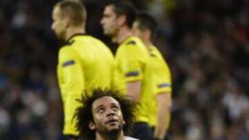 marcelo, en el partido ante el Wolfsburgo.