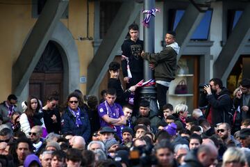 Soccer Football - Davide Astori Funeral - Santa Croce, Florence, Italy - March 8, 2018   People outside the church during the funeral   REUTERS/Alessandro Bianchi