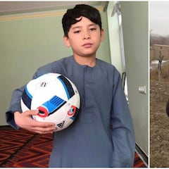 El niño afgano de la playera de plástico de Messi teme por su vida