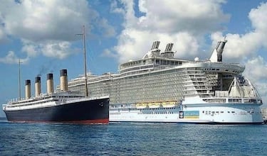 El gigantesco Titanic parece un barco diminuto si se compara con los cruceros modernos 