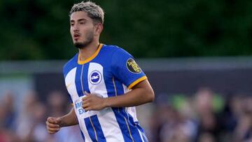 Brightons Steven Alzate in action during the Carabao Cup second round match at the New Lawn Stadium, Nailsworth. Picture date: Wednesday 24th August, 2022. (Photo by Adam Davy/PA Images via Getty Images)