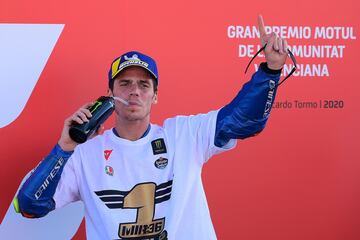 Clebración de Joan Mir en el Gran premio de Valencia tras proclamarse campeón del mundo de MotoGP. 