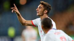 Yerevan (Armenia), 27/07/2019.- Ferran Torres (L) of Spain celebrates scoring the 2-0 lead during the UEFA European Under-19 Championship final between Portugal and Spain at the Vazgen Sargsyan Republican Stadium of Yerevan, Armenia, 27 July 2019. (Espa&n