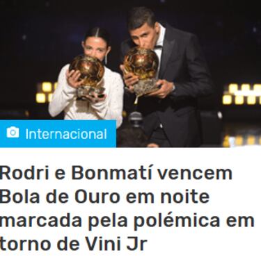 The worldwide reaction to Rodri’s Ballon d’Or as Vini Jr misses out