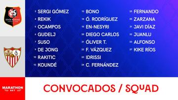 Convocatoria del Sevilla. 