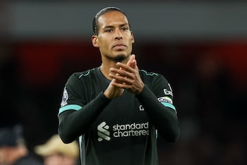 Virgil van Dijk of Liverpool greets supporters