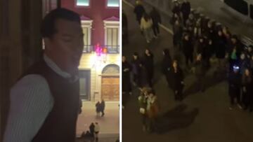 Su novio se pone a cantar por el balcón del centro de Madrid y arrasa: lo que empezó como una broma acaba pareciendo el Wizink