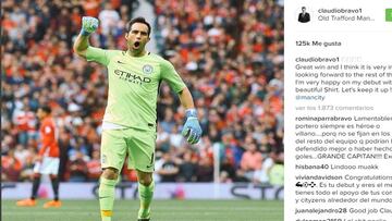 Claudio Bravo mostró su felicidad en Instagram, luego de su debut con el Manchester City.