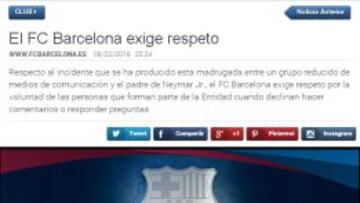 El Barça emite un comunicado en el que "exige respeto"