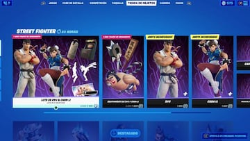 Ryu, Chun-Li y sus objetos están en la sección "Street Fighter" de la tienda