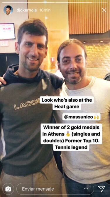 La emoción de Djokovic tras encontrarse con Massú