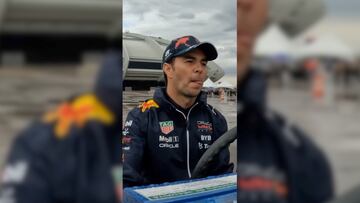 La divertida actividad de Checo Pérez manejando una pulidora de hielo