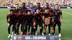 LANDOVER, MARYLAND - JUNE 08: Colombia starters pose for a team photo before playing against the United States at Commanders Field on June 08, 2024 in Landover, Maryland.   Tim Nwachukwu/Getty Images/AFP (Photo by Tim Nwachukwu / GETTY IMAGES NORTH AMERICA / Getty Images via AFP)