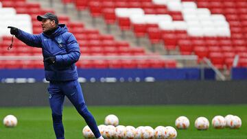 Simeone, ayer en la sesión del Atlético en el Cerro.