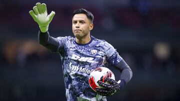 Alfredo Talavera of Pumas during the game Cruz Azul (MEX) vs Pumas UNAM (MEX), corresponding to Semifinals of second leg match of the 2022 Scotiabank Concacaf Champions League, at Azteca Stadium, on April 12, 2022.
<br><br>
Alfredo Talavera de Pumas durante el partido Cruz Azul (MEX) vs Pumas UNAM (MEX), correspondiente al partido de Vuelta de Semifinales de la Liga de Campeones Scotiabank Concacaf 2022, en el Estadio Azteca, el 12 de Abril de 2022.