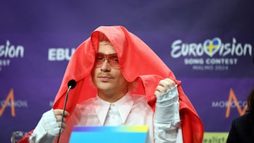 Joost Klein, representing the Netherlands with the song "Europapa", attends a press conference with the entries that advanced to the final after the second semi-final of the 68th edition of the Eurovision Song Contest (ESC) at Malmo Arena, in Malmo, Sweden, May 9, 2024. TT News Agency/Jessica Gow via REUTERS      ATTENTION EDITORS - THIS IMAGE WAS PROVIDED BY A THIRD PARTY. SWEDEN OUT. NO COMMERCIAL OR EDITORIAL SALES IN SWEDEN.