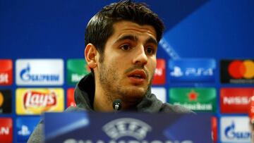 Soccer Football - Champions League - Chelsea Press Conference - Stadio Olimpico, Rome, Italy - October 30, 2017 Chelsea’s Alvaro Morata during the press conference REUTERS/Alessandro Bianchi
