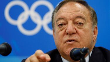 FILE PHOTO: International Weightlifting Federation (IWF) President Tamas Ajan of Hungary speaks during a news conference at the Beijing 2008 Olympic Games August 15, 2008. REUTERS/Yves Herman (CHINA)/File Photo
