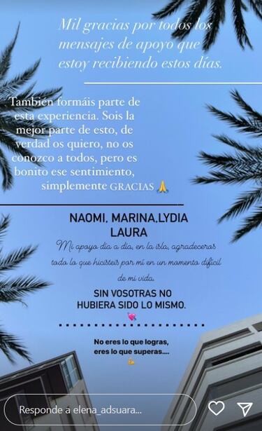 El primer mensaje de Elena, de ‘La isla de las tentaciones’, tras su desmayo