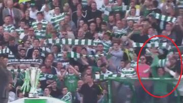 El niño-bufanda del Celtic, en la presentación de Brendan Rodgers