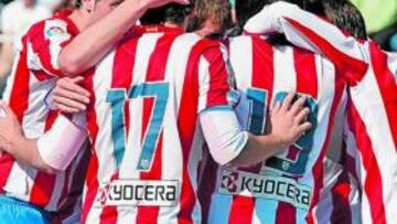 <b>ALIRÓN. </b>Los juveniles celebran un gol colchonero.