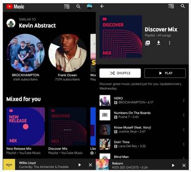 YouTube Music clona la lista de descubrimientos de Spotify