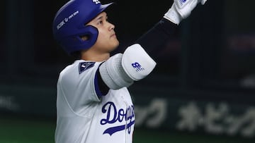 Baseball - Major League Baseball - Chicago Cubs v Los Angeles Dodgers - Tokyo Dome, Tokyo, Japan - March 19, 2025 Los Angeles Dodgers' Shohei Ohtani after scoring a home run REUTERS/Kim Kyung-Hoon