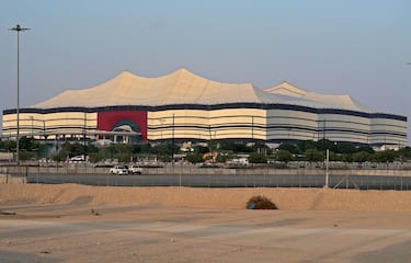 A general view taken on October 13, 2022, shows the Qatar's Al-Bayt Stadium in Doha, which will host matches of the FIFA football World Cup 2022. 
