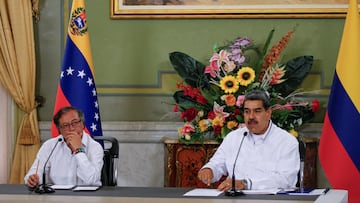 Gustavo Petro Presidente Colombiano y Nicolás Maduro primer mandatario Venezolano