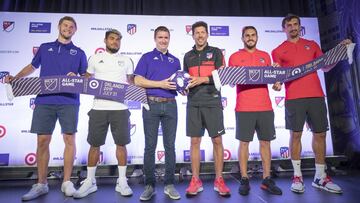 Acto de presentación del partido que enfrentará en la madrugada del jueves al Atlético de Madrid contra un combinado de la MLS.