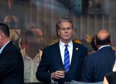 El secretario del Tesoro de EE. UU., Scott Bessent, en la final del Abierto de Estados Unidos en el Centro Nacional de Tenis Billie Jean King.