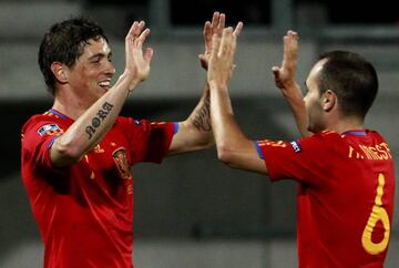 Fernando Torres y Andrés Iniesta con la Selección.