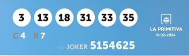 La Primitiva: comprobar los resultados del sorteo de hoy, lunes 19 de febrero