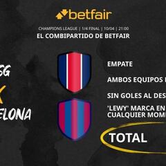 París Saint-Germain vs. FC Barcelona: Combipartido de Betfair a cuota 40.0