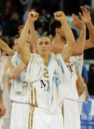 Jaycee Carroll celebra la victoria ante el Maccabi Tel Aviv en 2011.