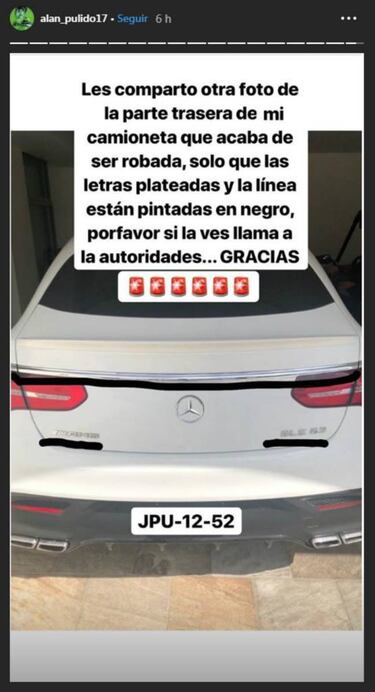 Alan Pulido denuncia el robo de su camioneta en Guadalajara