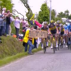 La aficionada del cartel "Allez Opi Omi", a juicio tras provocar la caída masiva en el Tour