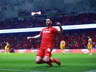 Soccer Football - Liga MX - Final - Second Leg - Toluca v Tigres UANL - Estadio Nemesio Diez, Toluca, Mexico - December 14, 2025 Toluca's Paulinho celebrates scoring their second goal REUTERS/Eloisa Sanchez