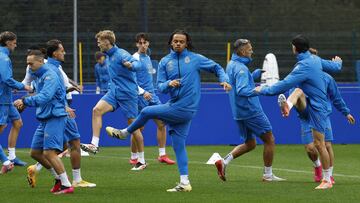 Lucas Noubi durante un entrenamiento del Deportivo.